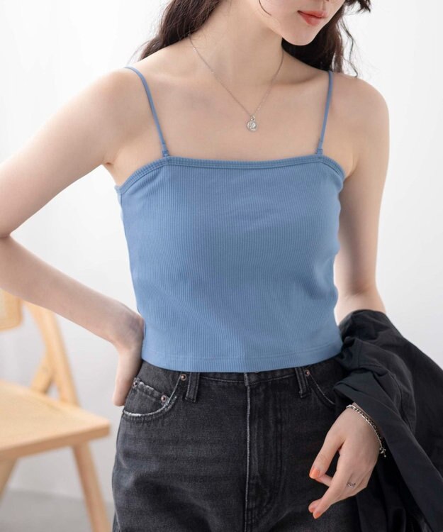 WEGO 【カップ付き】なちゅ盛れカップインショートキャミ サックス