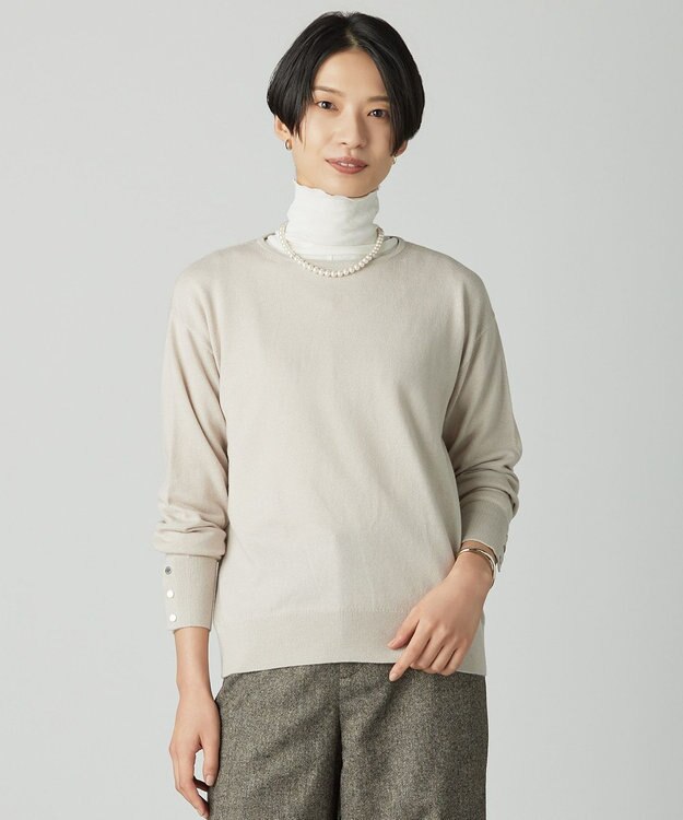 J.PRESS LADIES Cotton Wool ボートネック ニット ベージュ系