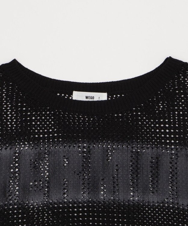 WEGO スプレーロゴジャガードメッシュニット ブラック