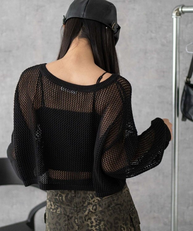 WEGO スプレーロゴジャガードメッシュニット ブラック