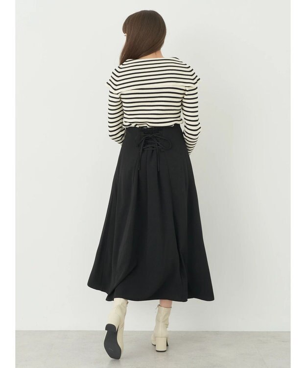 earth music&ecology バックレースアップスカート Black