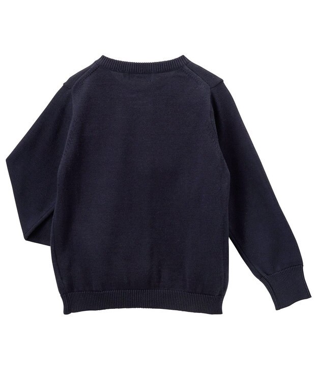 MIKI HOUSE HOT BISCUITS 【100-130cm】綿ニットクルーネックカーディガン(女の子用) 紺