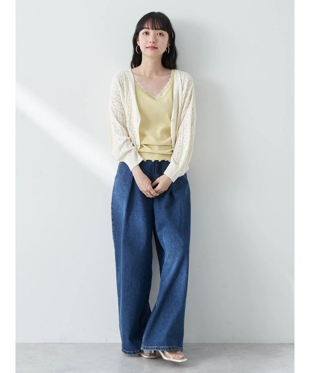 earth music&ecology キラキラボタンハートカーディガン Ivory