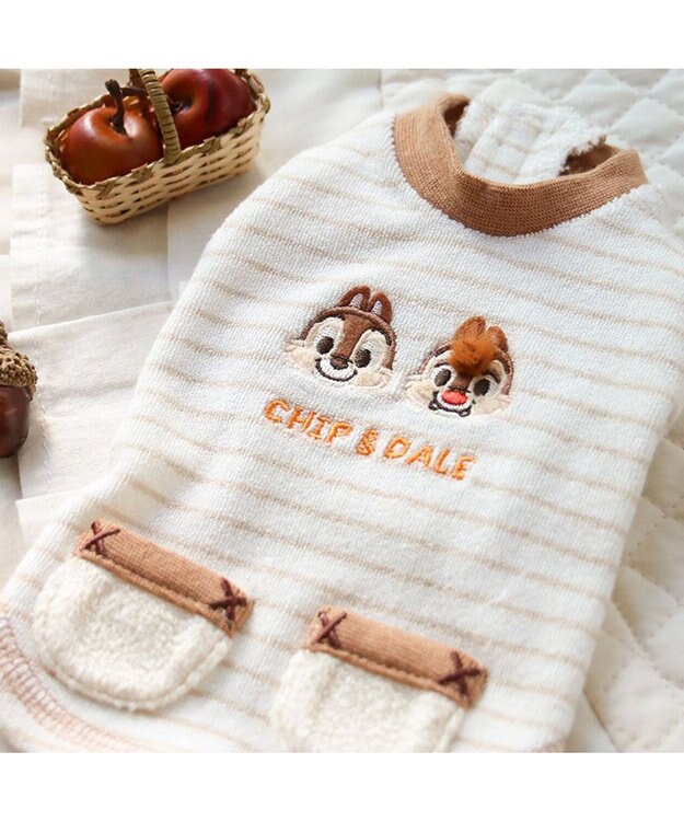 PET PARADISE ディズニー チップとデール サーモキープ お顔Tシャツ 小型犬 ホワイト×ブラウン