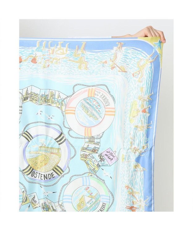 UNBILLION カシュネ cache nez / 横浜アーカイブツイルスカーフ「ベルギーの海」 ブルー