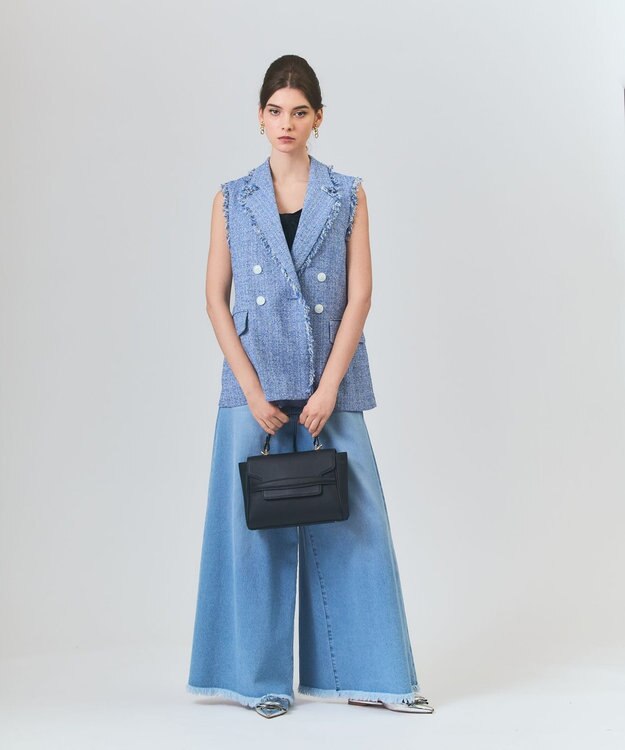 GRACE CONTINENTAL シャンブレーツイードジレ ブルー