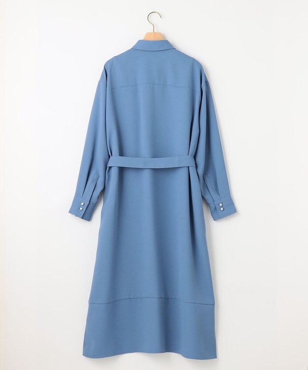 組曲 【サッシュベルト付き】パールボタンシャツワンピース ブルー系