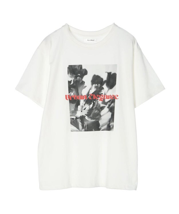 Green Parks レトロフラワーロゴ入りプリントＴシャツ Off White