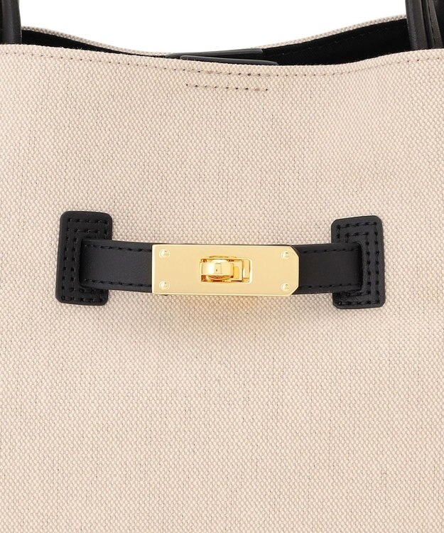 23区 VIOLAd'ORO キャンバス レザーコンビ 2WAY トートバッグ アイボリー系