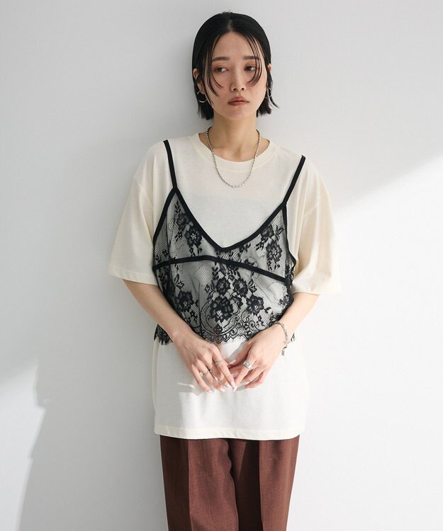 Green Parks レースビスチェドッキングチュニック Ivory