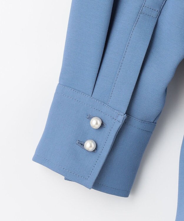 組曲 【サッシュベルト付き】パールボタンシャツワンピース ブルー系