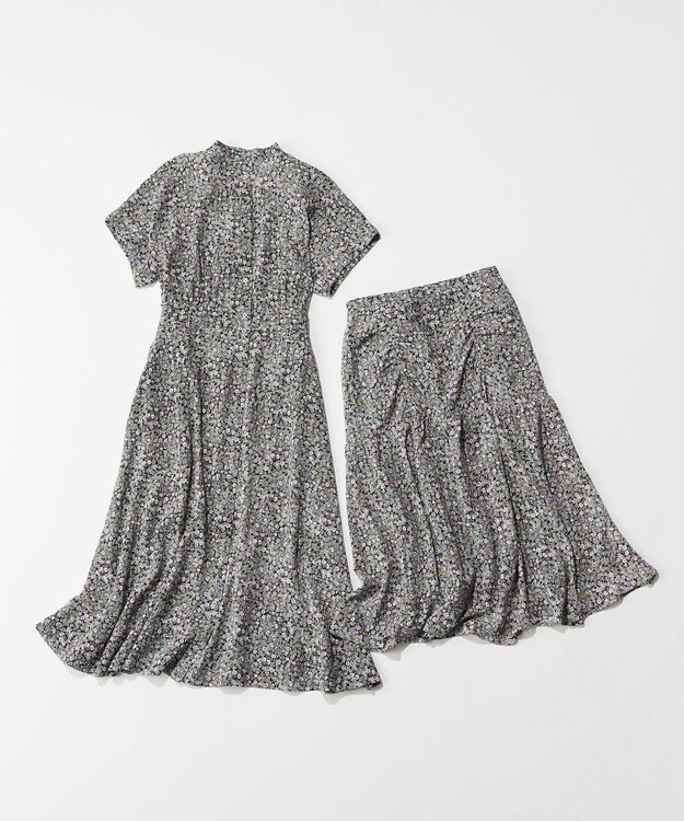 組曲 フラワーレイヤープリント ギャザースカート ピンク系5