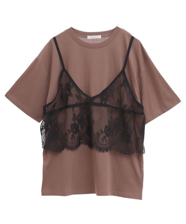 Green Parks レースビスチェドッキングチュニック Brown