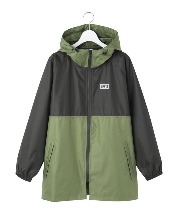 MOONBAT EDWIN(エドウィン) バイカラー  レインパーカー オリーブグリーン