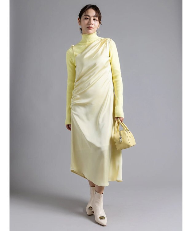 Te chichi 【Atelier Bonheur】ビジュー釦リブタートルプルオーバー《2025winter catalog item》 イエロー