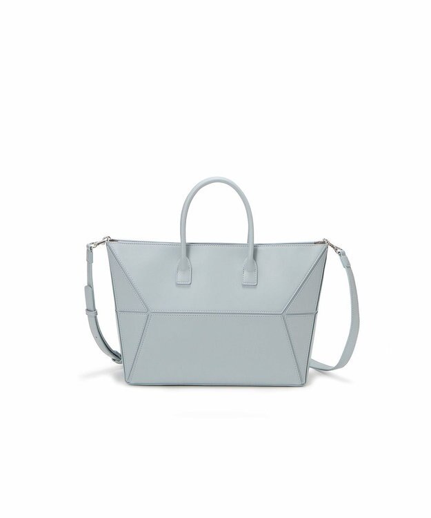 TOPKAPI 【TREASURE TOPKAPI】フェイクレザー ジオメトリック ショルダー付 トートバッグ ペールブルー