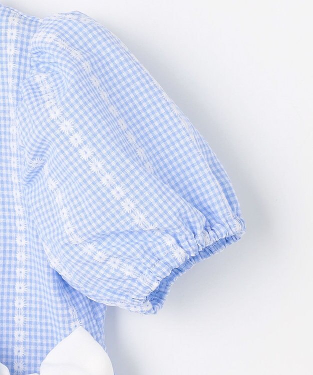 ANY KIDS 【洗濯機可能】サッカー ストライプワンピース サックスブルー