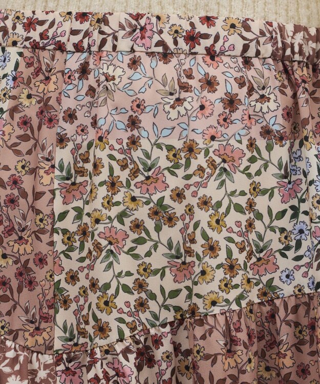 GRACE CONTINENTAL パッチワークプリントスカート ベージュ