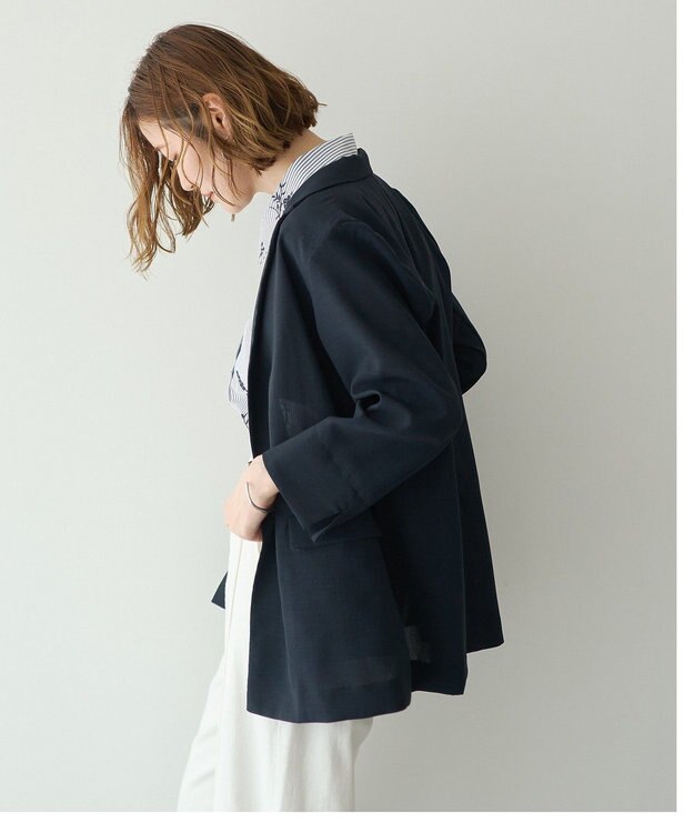 YECCA VECCA リネンライクジャケット Navy