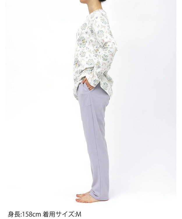 WACOAL ワコール_リラックス＆スリープ パジャマ 綿100%(本体) あったか 長袖 長ズボン ミントン レディース NDW457 /ワコール ホワイト
