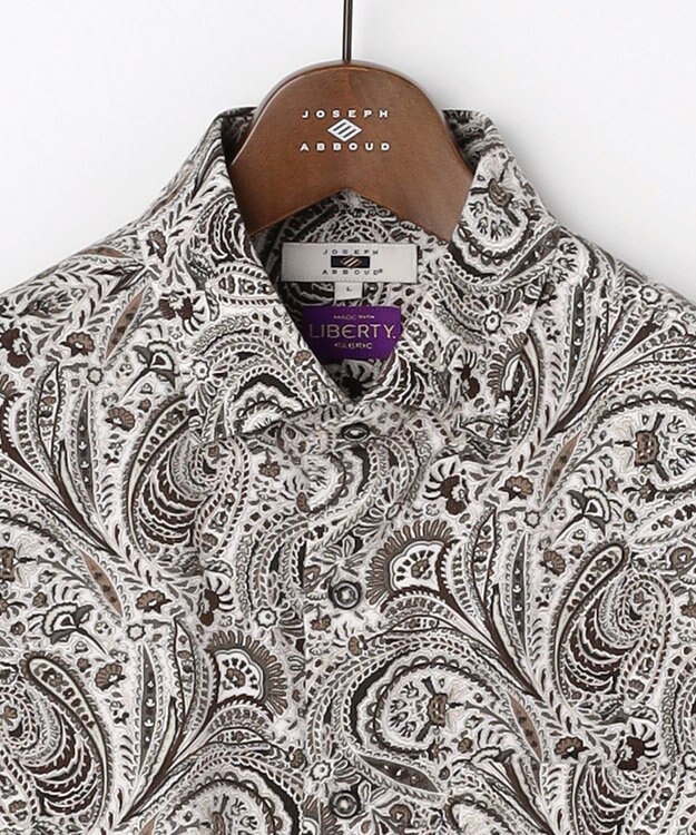 JOSEPH ABBOUD 【LIBERTY・綿100％】リバティペイズリープリントコーデュロイ シャツ ダークブラウン系6