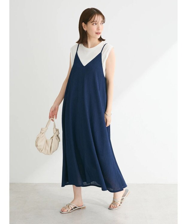 Green Parks BEST PRICE 表面感カットキャミワンピース Blue
