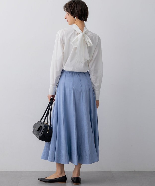 23区 L 【先行予約】マットライトタフタ フレアスカート サックス系