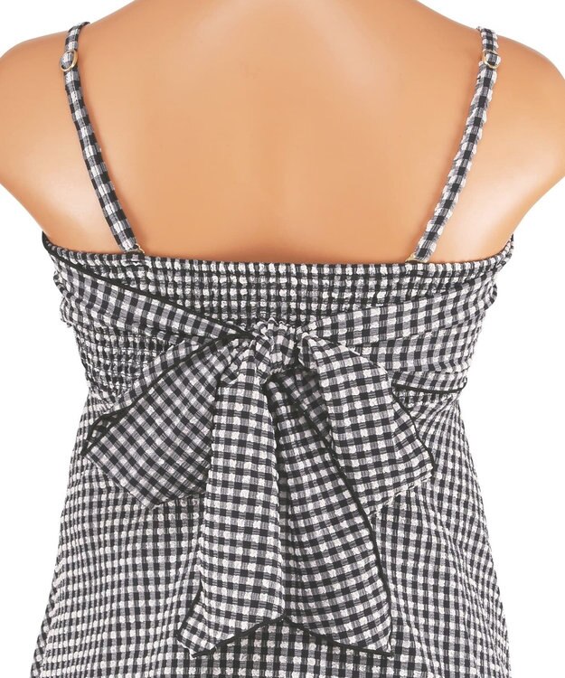 San-ai Resort（三愛水着楽園） WEB限定　ペプラム無地/チェック3点セット水着【Beach Queen（ビーチクイーン）】 ホワイト（チェック）