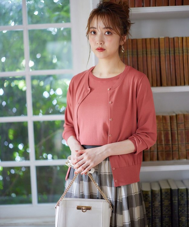 ANY SIS 【美人百花7月号掲載】ベーシッククルーネック カーディガン テラコッタ