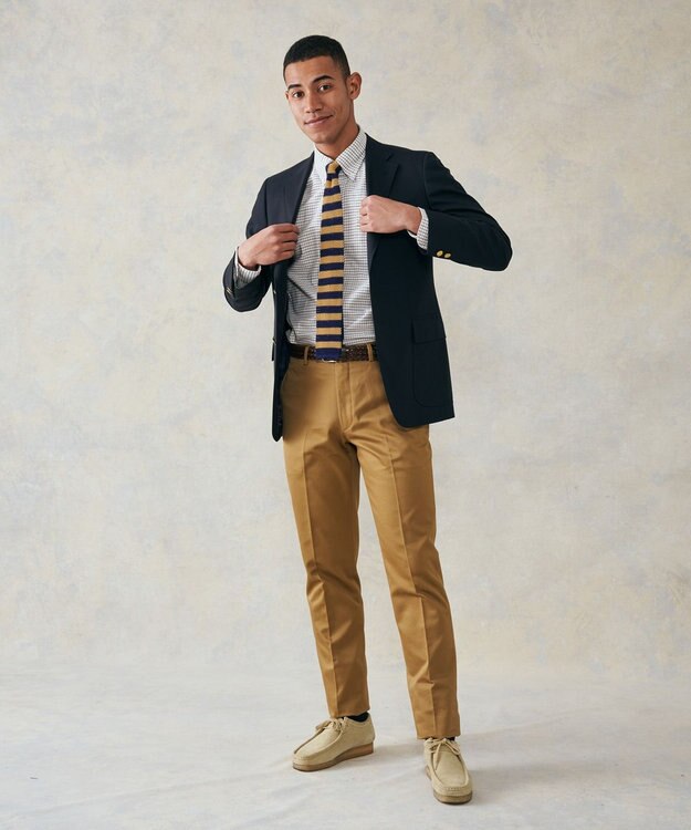 J.PRESS MEN 【定番 / 不朽の名作】ペピンメリノトロピカル ブレザー / 金釦 / 3B / 背抜き / Authentic-Fit ネイビー系