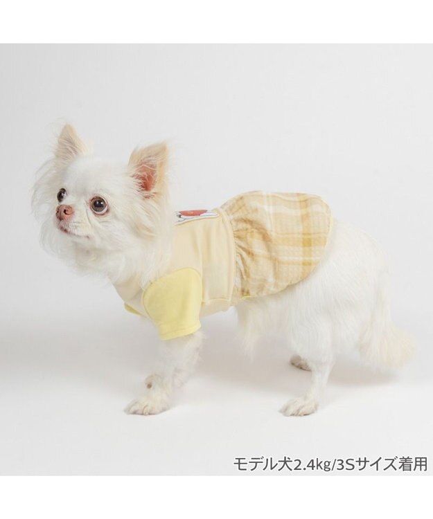 PET PARADISE リサとガスパール ぽわん Tシャツ 《チェック柄》 小型犬 イエロー