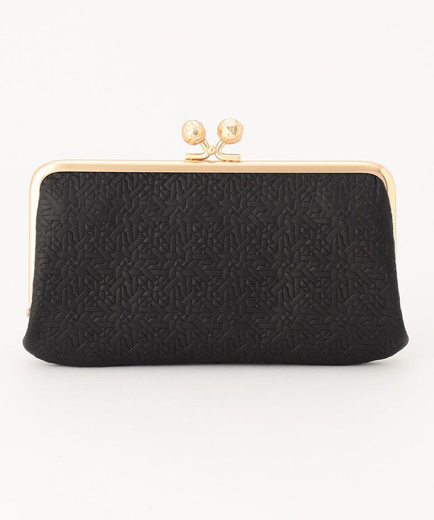 UNBILLION perche 抗菌レザー型押しがま口長財布 ブラック