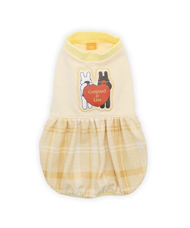 PET PARADISE リサとガスパール ぽわん Tシャツ 《チェック柄》 小型犬 イエロー