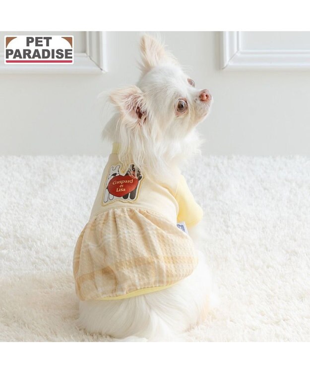 PET PARADISE リサとガスパール ぽわん Tシャツ 《チェック柄》 小型犬 イエロー