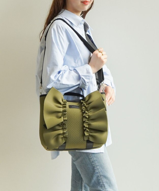ACE BAGS & LUGGAGE JEWELNA by Jewelna Rose フリルトートバッグ 16205 軽量 2WAY ショルダーバッグ リボン カーキ