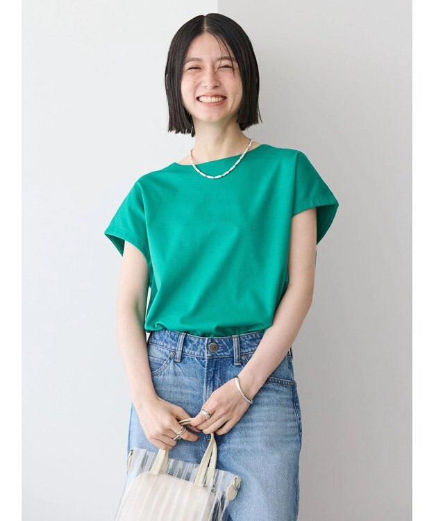 AMERICAN HOLIC バックボタンフレンチスリーブプルオーバー Green