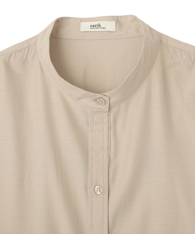 earth music&ecology スタンドカラーオーバーチュニックシャツ Beige