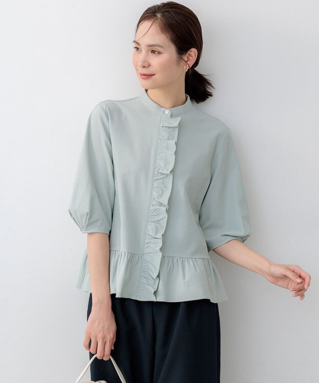 組曲 S 【先行予約・WEB限定】ツイルジャージーフリル カットソー スモーキーミント系