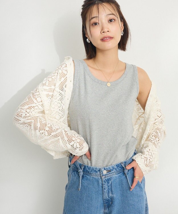 CRAFT STANDARD BOUTIQUE ラメテレコタンクトップ Light Gray Mixture