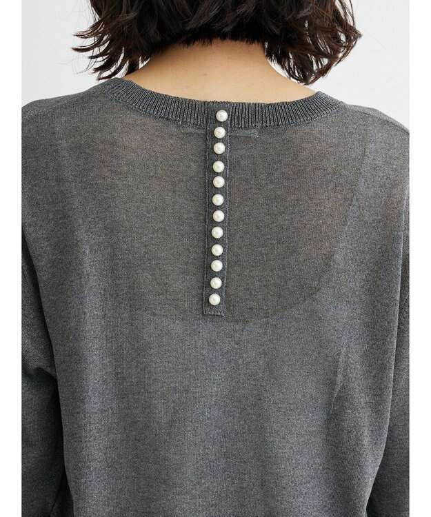 Green Parks ・ＥＬＥＮＣＡＲＥ　ＤＵＥバックパールシアー５分ニット Gray