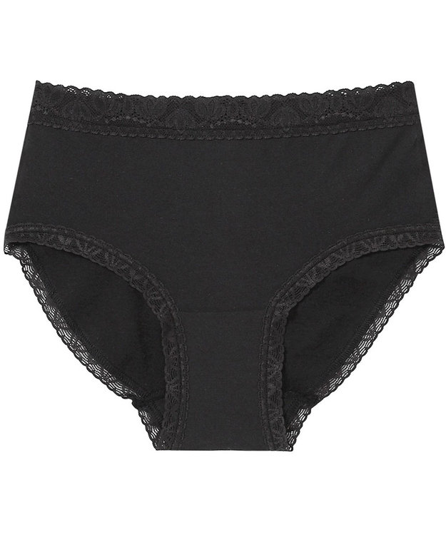 Wing ショーツ 綿混(身生地部) やさしい肌あたり 【デイリーフィット やわらかコットン】 はきこみ丈あさめ EC2230 ウイング／ワコール ブラック