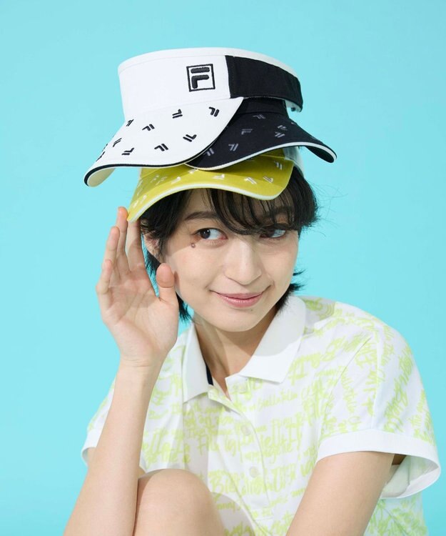 FILA GOLF／marie claire 【FILA GOLF】ロゴ柄サンバイザー イエロー