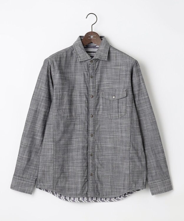 JOSEPH ABBOUD 【人気！1枚で2通りの着こなし】定番 リバーシブルシャツ グレー系
