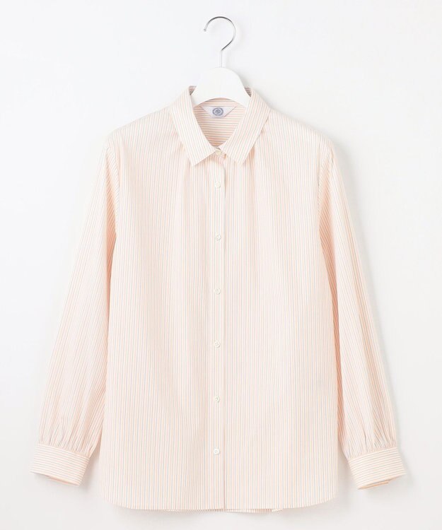 J.PRESS LADIES 【洗える】BEZ VEGA シャツカラー ブラウス ホワイト×ピンク系