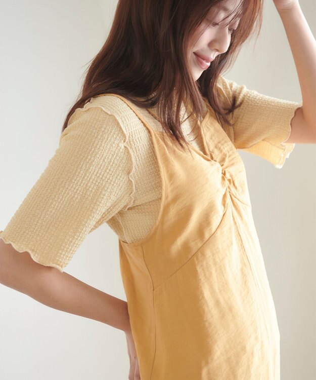 Feroux 【セットアイテム】シュリンクインナー × キャミワンピース ライトイエロー系