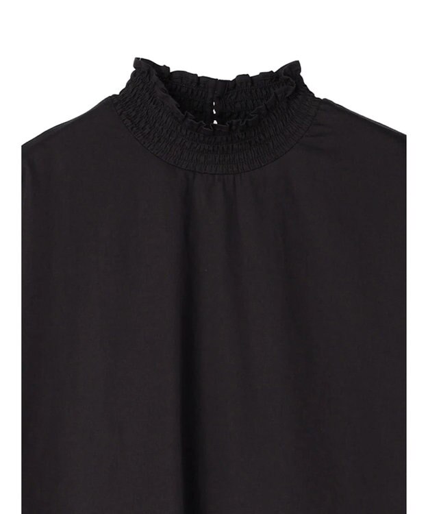 CRAFT STANDARD BOUTIQUE インドコットンシャーリングハイネックブラウス Black