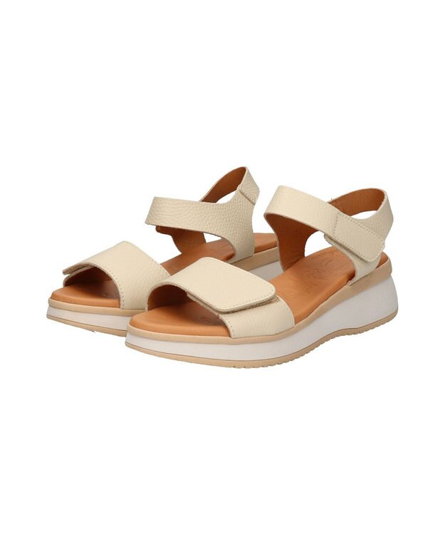 INTER-CHAUSSURES 【Oh my Sandals】ベルクロローヒールサンダル アイボリー