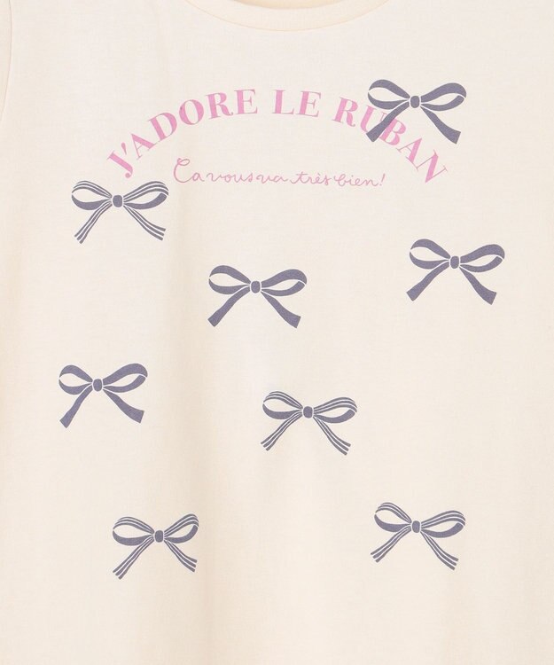 ANY KIDS 【WEB限定】7days プリント 長袖Tシャツ エクリュ×リボン