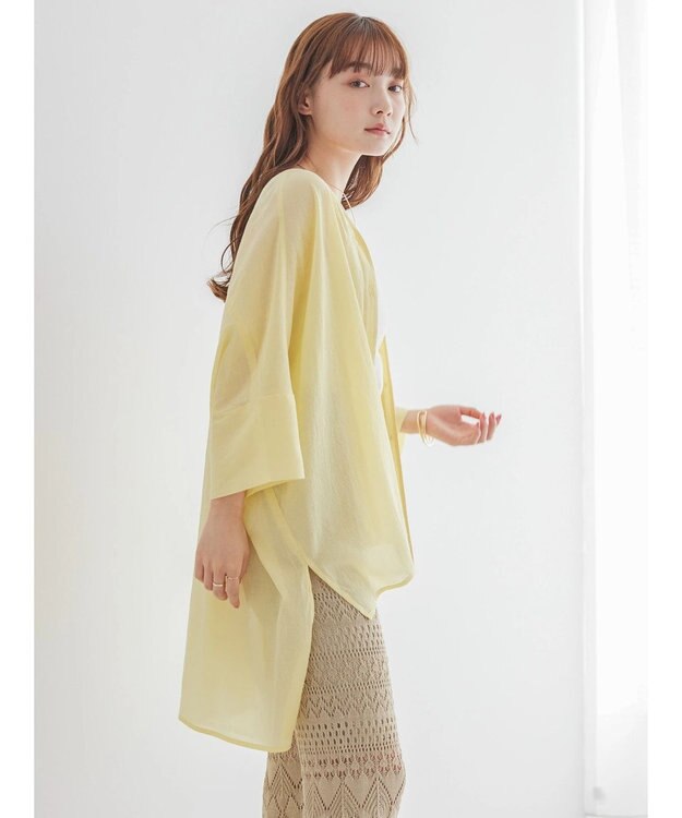 AMERICAN HOLIC バックギャザーＶネックシアーシャツ Light Yellow