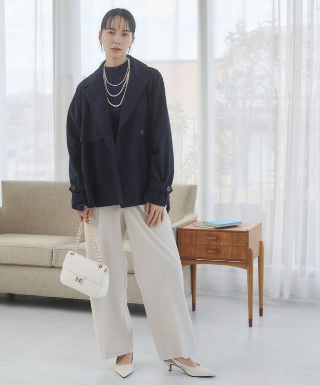 WEGO 【ANGIE VINTAGE】ショート トレンチコート ネイビー